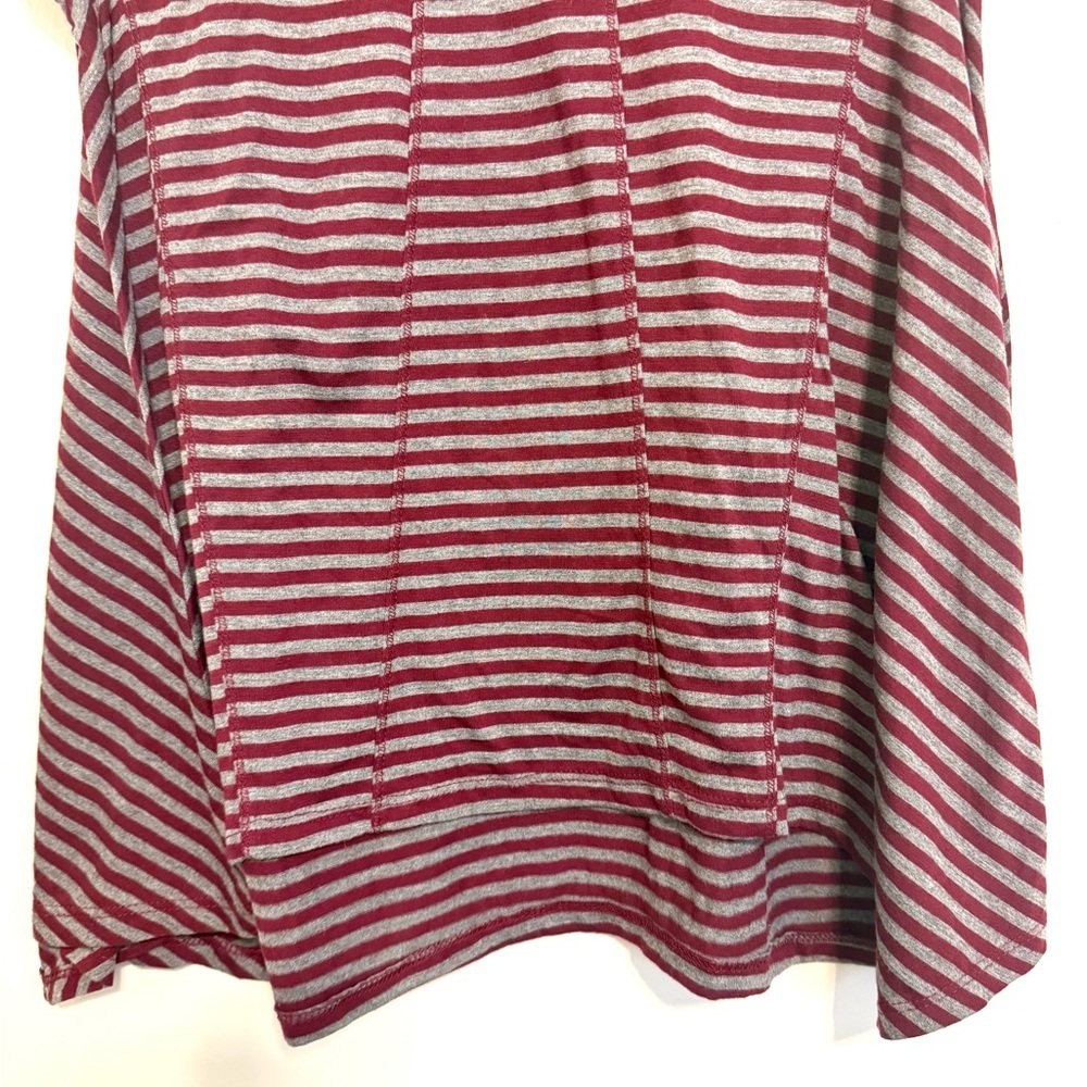 2/$15 Cold Crush - Burgundy & Gray Striped Short Sleeve Top – XS - Picture 4 of 6